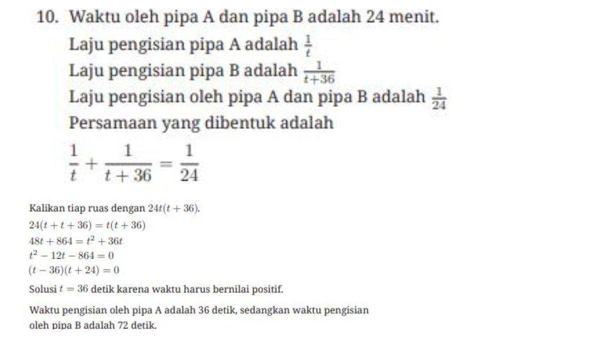 Simak pembahasan soal nomor 10 yang terdapat pada latihan 5.2, bab 5 tentang Persamaan dan Fungsi Kuadrat halaman 153.