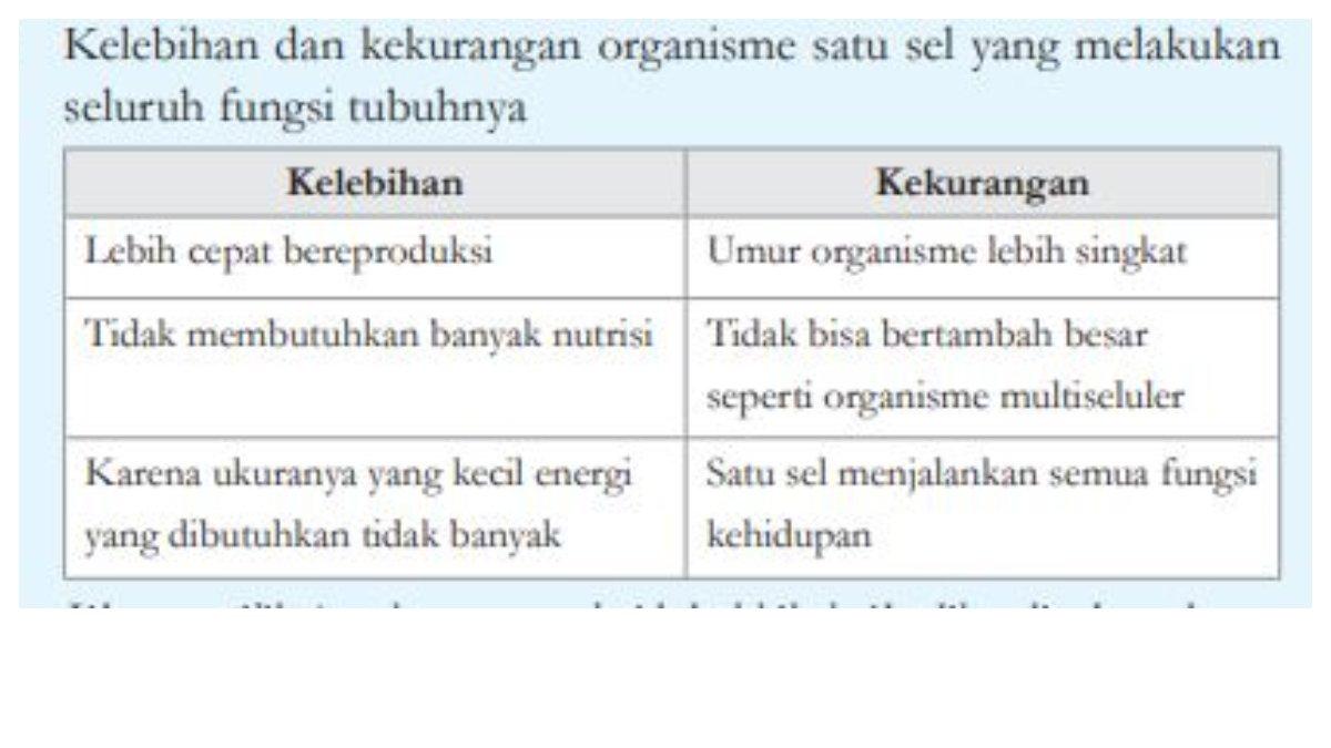 Jawaban Soal nomor 14 bagian b, siswa diminta untuk menyebutkan kelebihan dan kekurangan organisme satu sel yang melakukan seluruh fungsi tubuhnya.