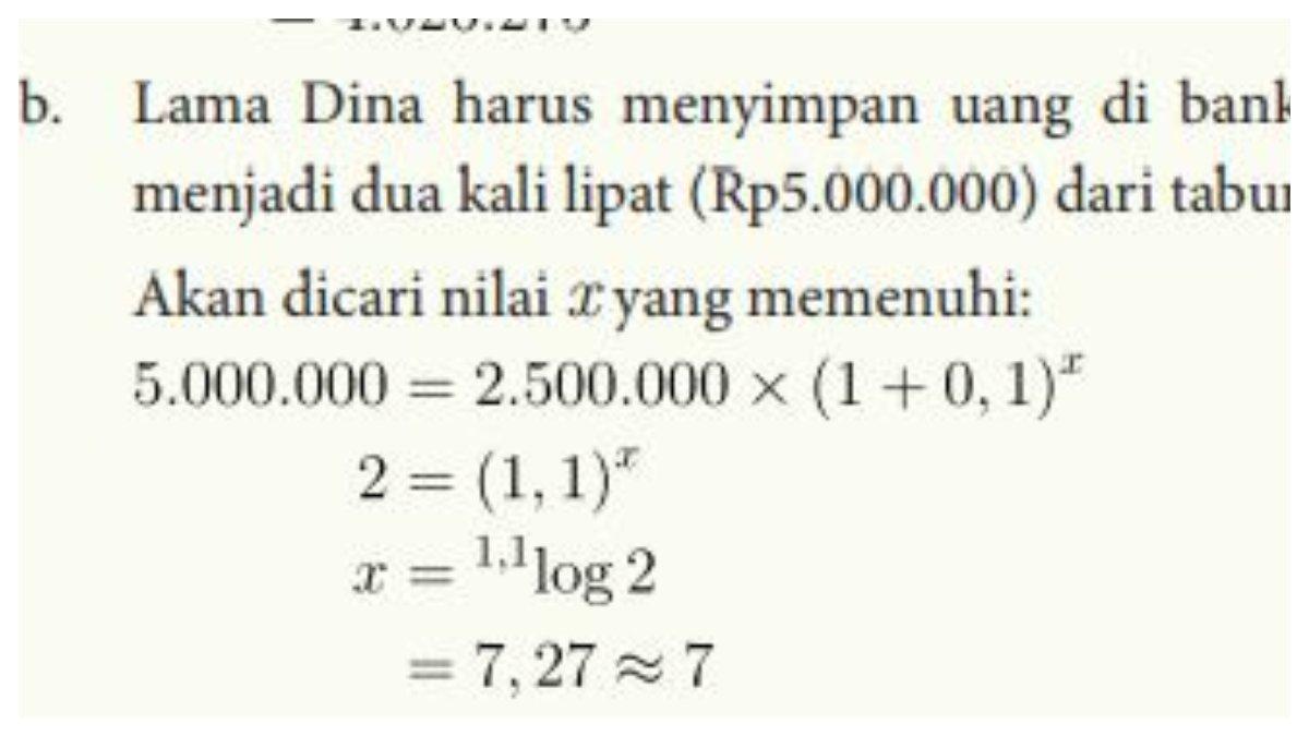 Jawaban Soal Nomor 5 Bagian b, yang terdapat pada Buku Matematika SMA/SMK Kelas 11 Kurikulum Merdeka.
