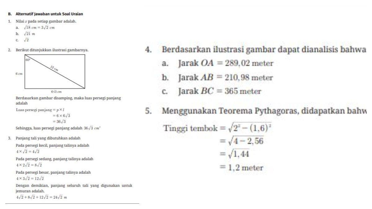 Jawaban Soal Uraian Nomor 1 sampai dengan Nomor 5, Uji Kompetensi Bab 2 Halaman 92-96.