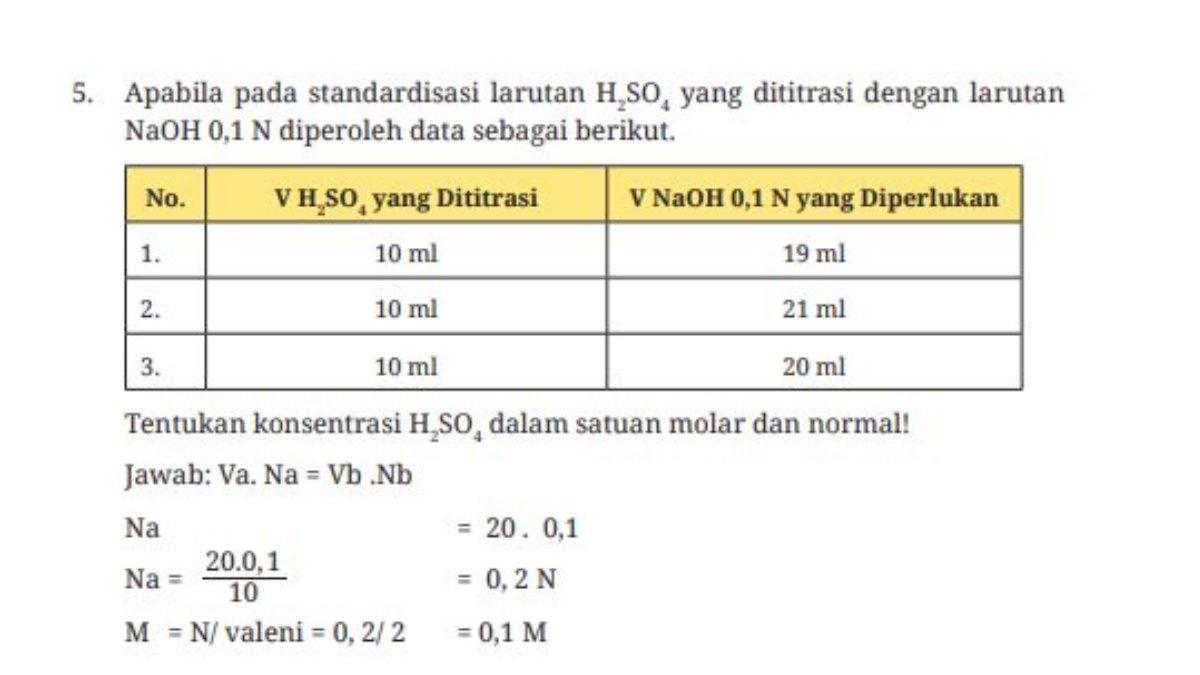 Jawaban soal nomor 5 Bab 7: Uji Kompetensi, Dasar-Dasar Teknik Kimia Industri Kelas 10 SMK/MAK.