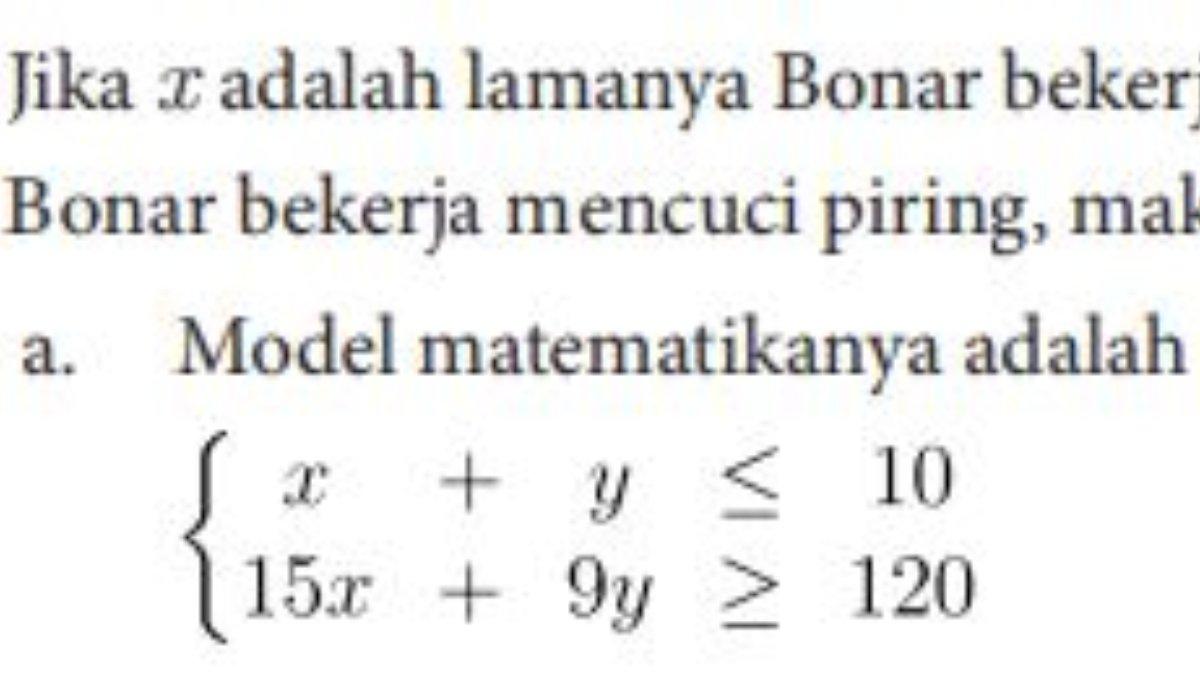 Jawaban soal nomor 1 a berupa model matematika.