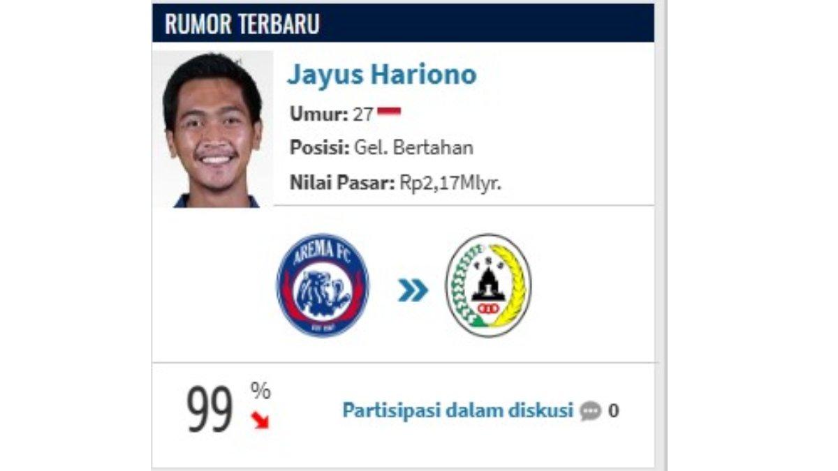 Jayus Hariono 99 persen gabung PSS Sleman.