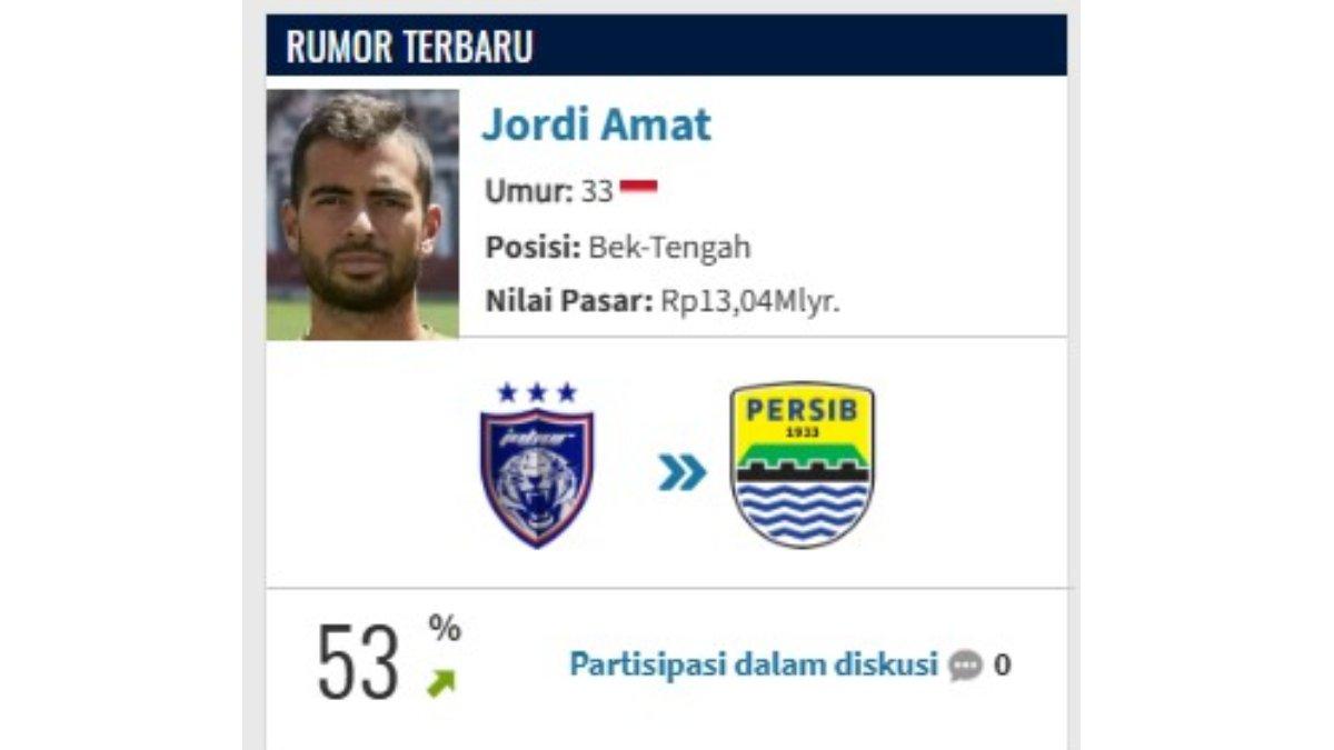RUMOR TRANSFER PERSIB BANDUNG - Jordi Amat 53 persen gabung Persib Bandung via laman Transfermarkt.com