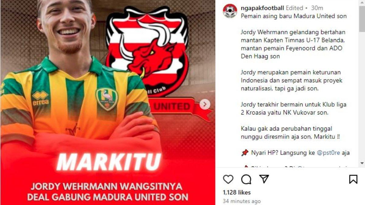 RUMOR - Eks bidikan Barito Putera asal Belanda, yakni Jordy Wehrmann kabarnya masuk ke radar Madura United untuk Liga 1 2024 mendatang.