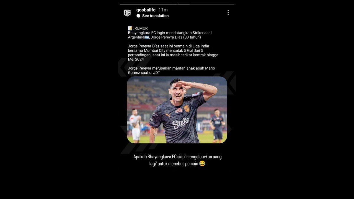 Rumor diminatinya sosok mantan anak asuh Mario Gomez, yakni Jorge Pereyra Diaz oleh Bhayangkara FC di bursa transfer paruh kedua Liga 1 2023.