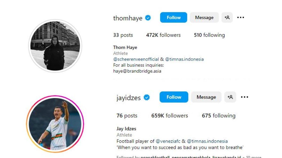 Berkah bermain untuk Timnas Indonesia, jumlah followers dari Thom Haye dan Jay Idzes meroket seusai keduanya menjadi aktor penting kemenangan atas Vietnam.