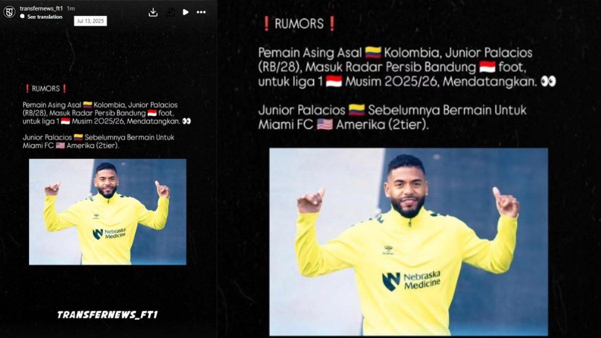 BURSA TRANSFER PERSIB BANDUNG - Pesepakbola asal Kolombia, Junior Palacios masuk radar Persib Bandung.