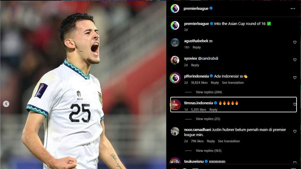Bek Timnas Indonesia, Justin Hubner muncul di Instagram Liga Inggris seusai berhasil membawa skuad Garuda lolos babak 16 besar Piala Asia 2023.