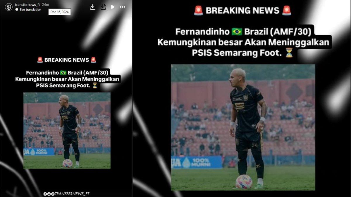 Kabar Fernandinho kemungkinan besar akan hengkang dari PSIS Semarang.