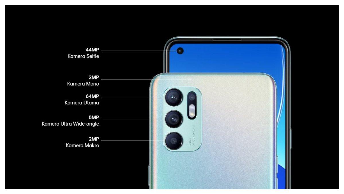 Berikut merupakan desain kamera Oppo Reno6 5G yang memiliki 3 lensa dan juga 1 suhu warna yang dapat menghasilkan ketajaman warna yang bagus dan jernih.