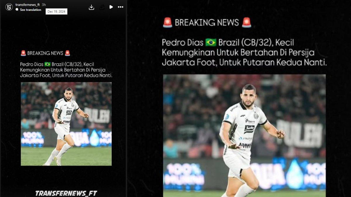 Kabar peluang Pedro Dias bertahan di Persija Jakarta cukup kecil.