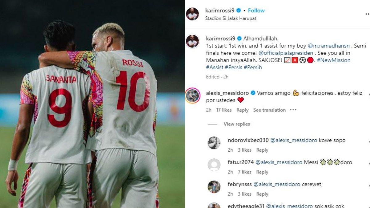 Mulai moncernya Karim Rossi di Persis Solo sempat mendapat ucapan selamat dari Alexis Messidoro, Jumat 26 Juli 2024. Namun, kemunculan Alexis Messidoro di Instagram pribadi Karim Rossi tersebut mendapat sorotan tajam dari para Pasoepati.