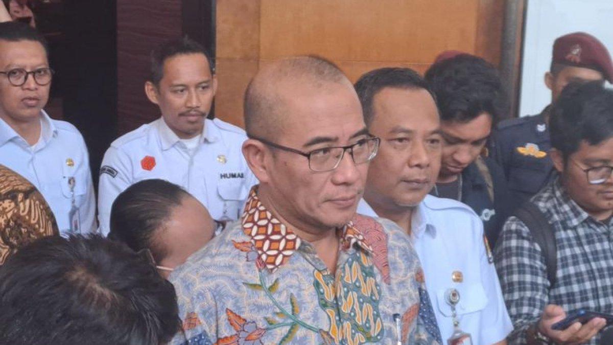 Ketua KPU Hasyim Asy'ari saat ditemui di Hotel Merlyn Park, Jakarta Pusat, Kamis (25/1/2024).