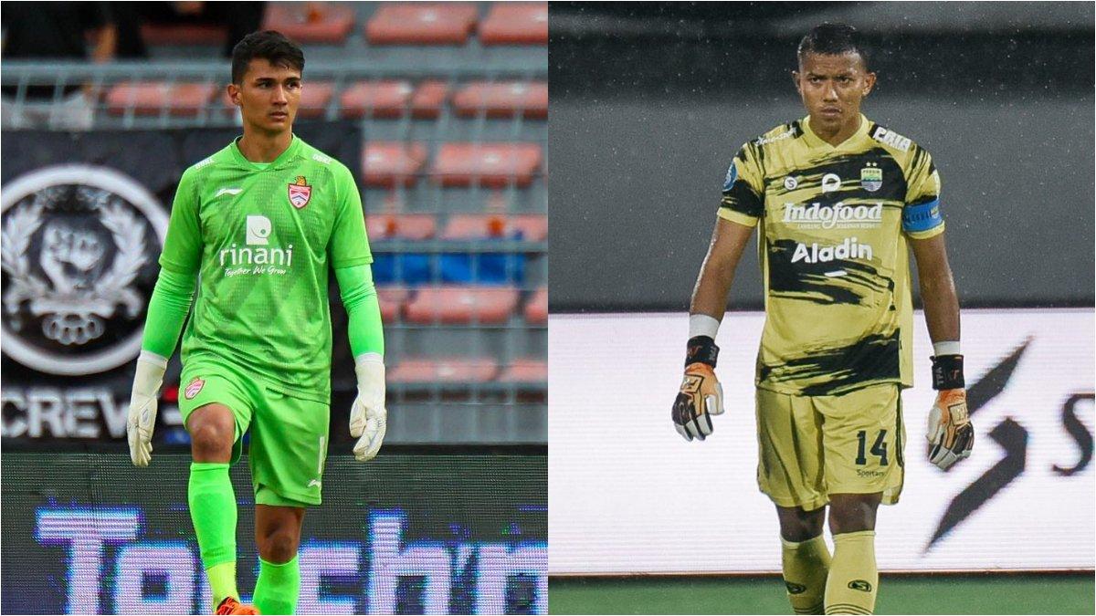 Kiper asal Filipina yang santer dibidik Persib Bandung Kevin Ray Mendoza (kiri) dan Teja Paku Alam (kanan).