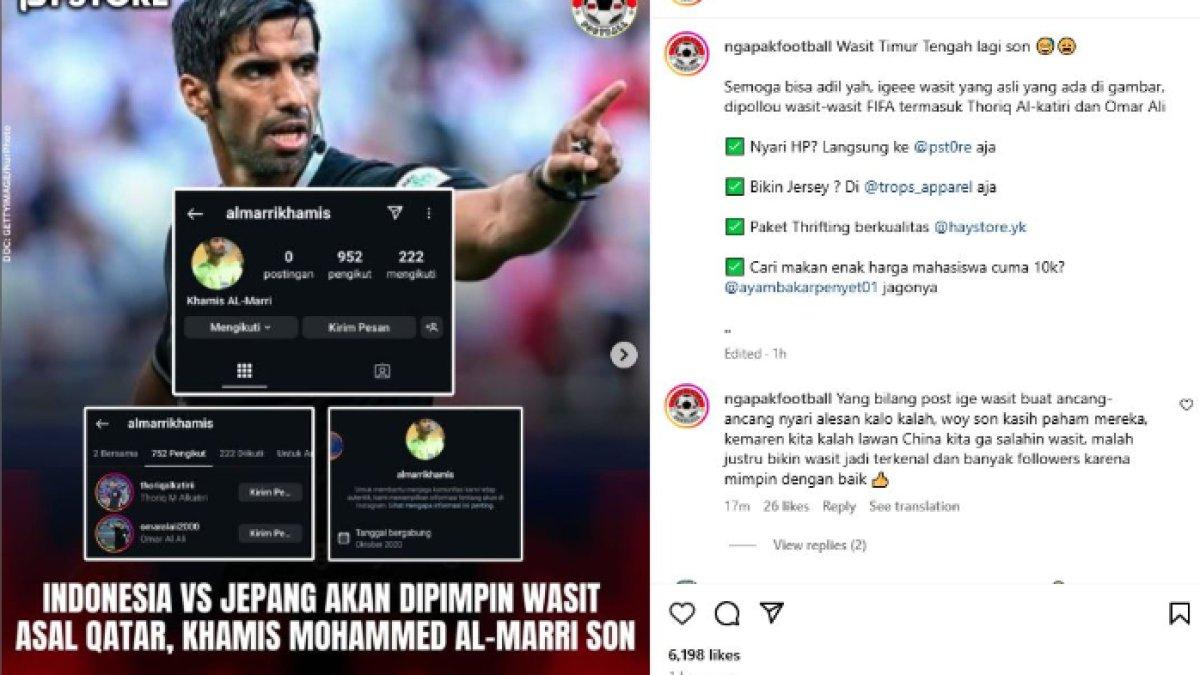 Kabar sosok wasit asal Qatar, Khamis Al Marri yang memimpin laga Timnas Indonesia melawan Jepang, Kamis (15/11) kelak.