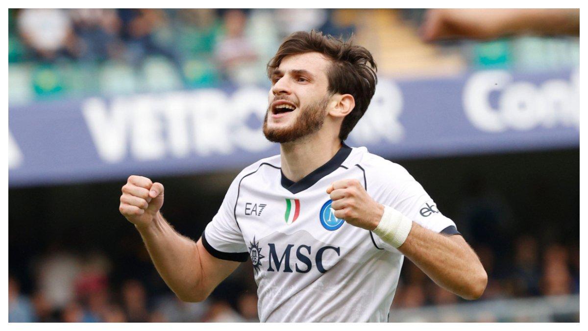 Khvicha Kvaratskhelia berhasil cetak brace saat melawan Verona pada, 21 Oktober 2023.