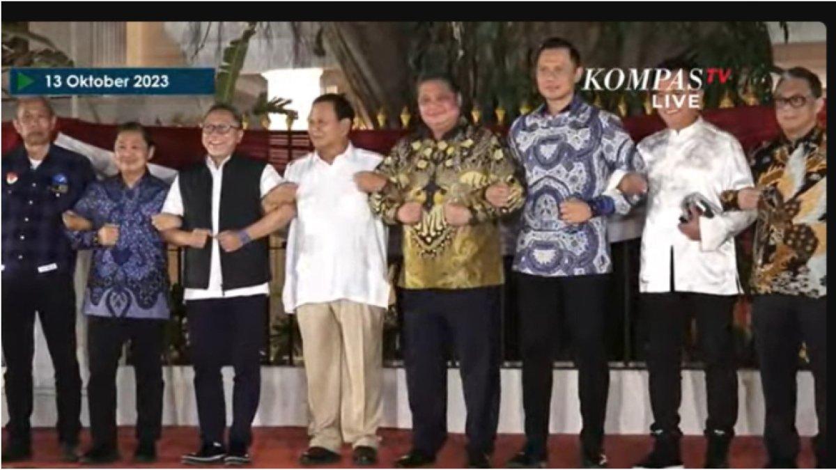 Koalisi Prabowo Subianto berkumpul di Kertanegara, Jakarta Selatan guna pembahasan bacawapres, Jumat 13 Oktober 2023