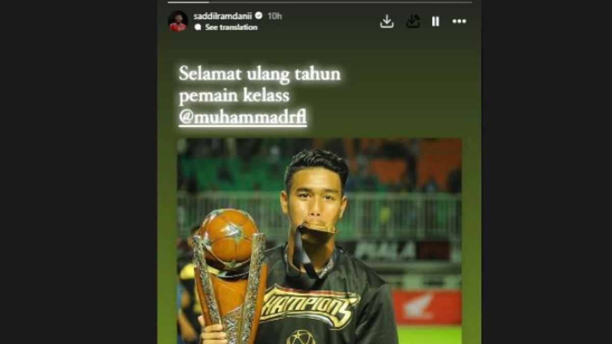 Kode winger Sabah FC, Saddil Ramdani yang ucap ulang tahun untuk tangan kanan bos Arema FC, Muhammad Rafli.