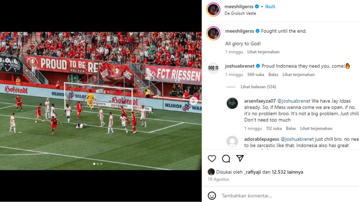 Berikut tangkap layar unggahan akun Instagram @meeshilgerss dan komentar yang tertera.