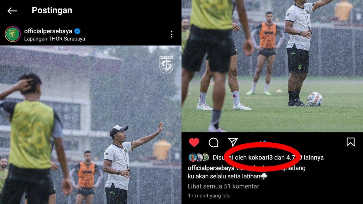 Eks pemain Persebaya Surabaya, yakni Koko Ari tampak belum move on dari Bajul Ijo dengan menyukai unggahan sesi latihan anak asuh Paul Munster di jeda kompetisi Liga 1 2023 ini, Rabu 10 Januari 2024.