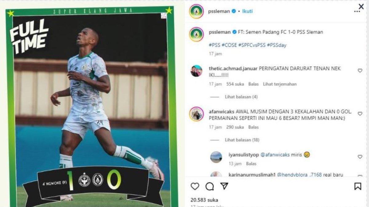 Komentar BCS di akun resmi klub PSS Sleman