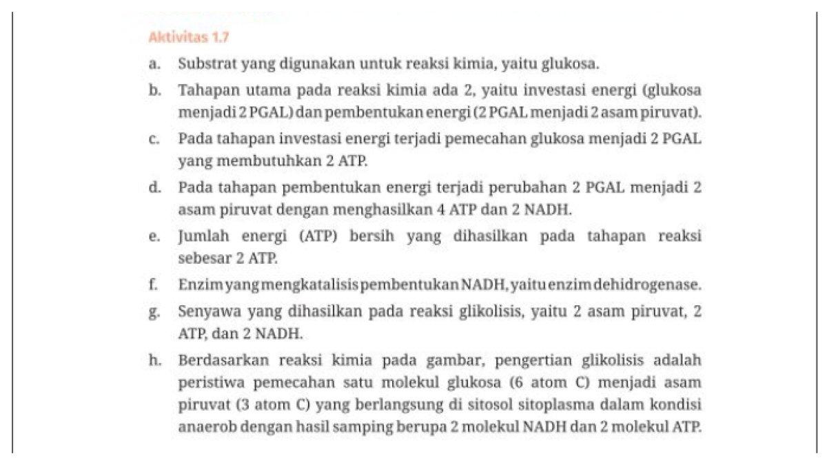 Kunci Jawaban aktivitas 1.7 halaman 19-20 buku Biologi kelas 12 Kurikulum Merdeka Bab 1. Kunci jawaban diakses dari laman resmi Kemdikbud, Jumat (07/03/2025).