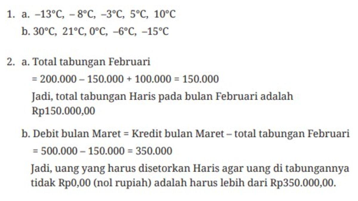 Kunci Jawaban Matematika Kelas 7 SMP Bab 1 halaman 31-32