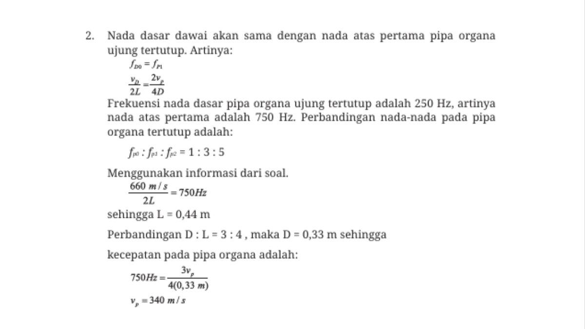 Kunci jawaban nomor 2 soal asesmen bab 5 Fisika kelas 11 SMA kurikulum merdeka.