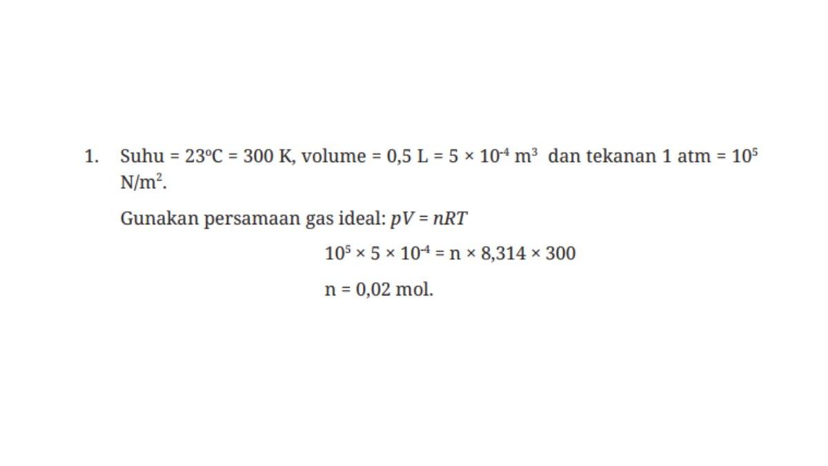 Kunci jawaban nomor 1 soal asesmen bab 7 Fisika kelas 11 SMA kurikulum merdeka.