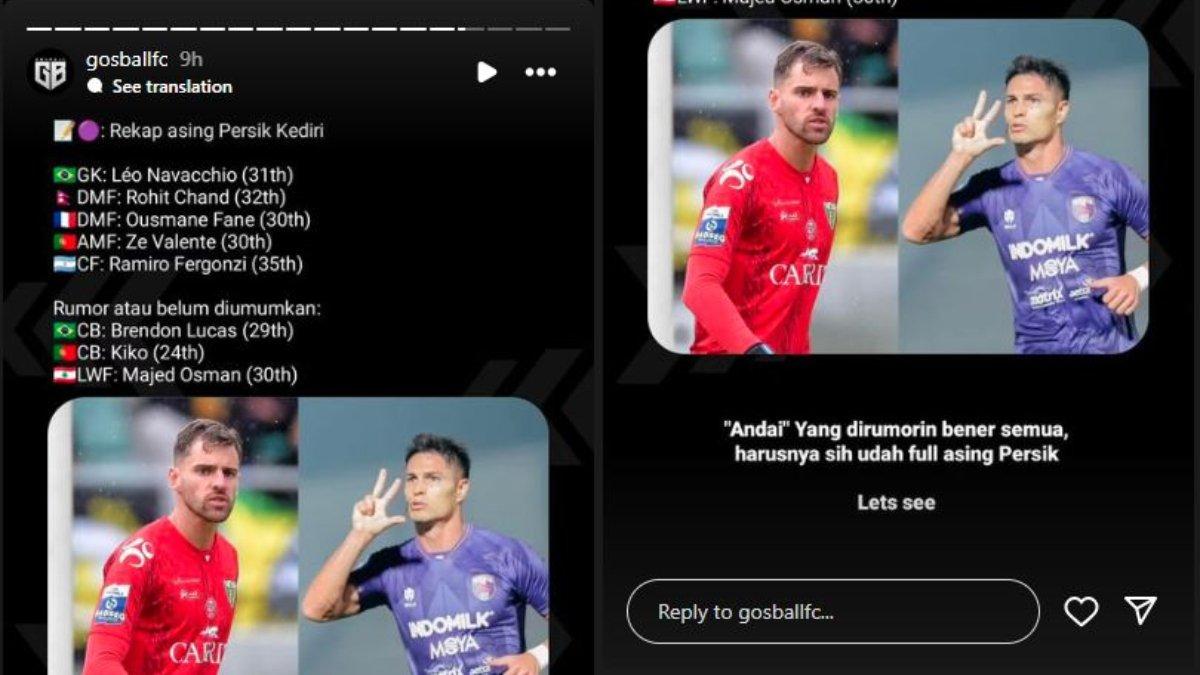Rumor pemain Persik Kediri yang kini menyisakan tiga nama lagi setelah Ousmane Fane resmi direkrut, Senin, 15 Juli 2024.