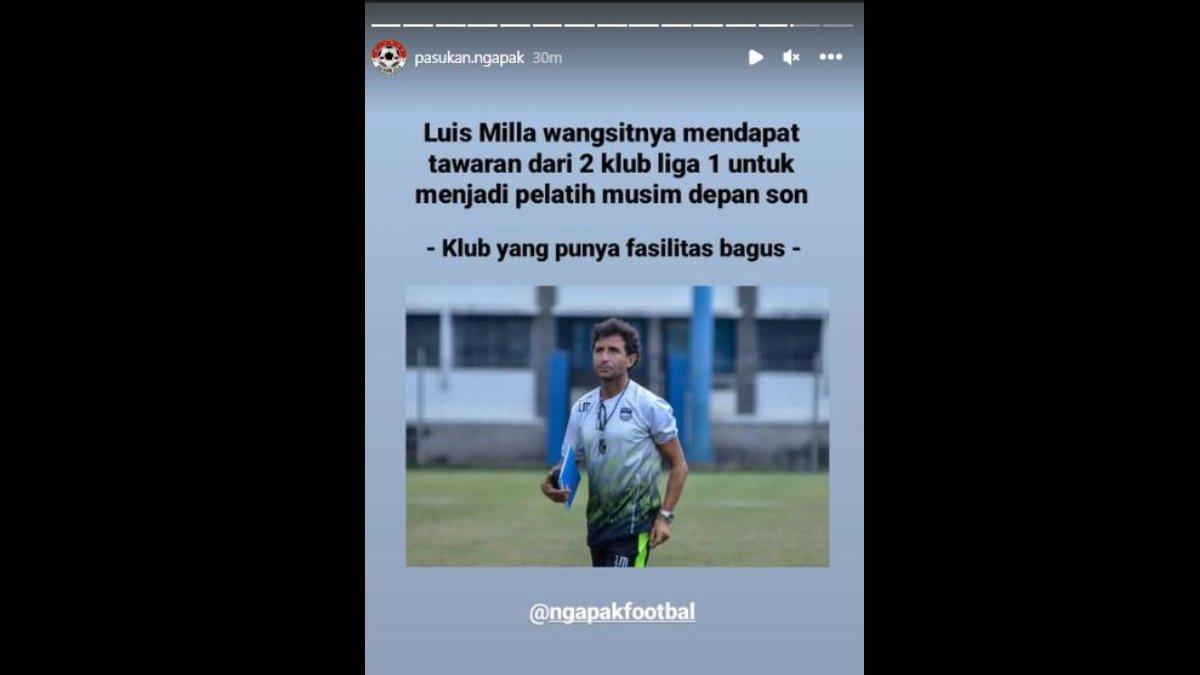 Rumor kembalinya eks Persib Bandung, Luis Milla untuk melatih di Liga 1 pada gelaran musim 2024/2025 mendatang.