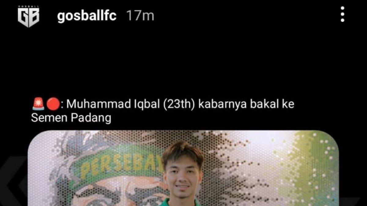 RUMOR - Pemain muda Persebaya Surabaya, Muhammad Iqbal kans gabung Semen Padang untuk gelaran Liga 1 2024 kelak, Rabu, 19 Juni 2024.
