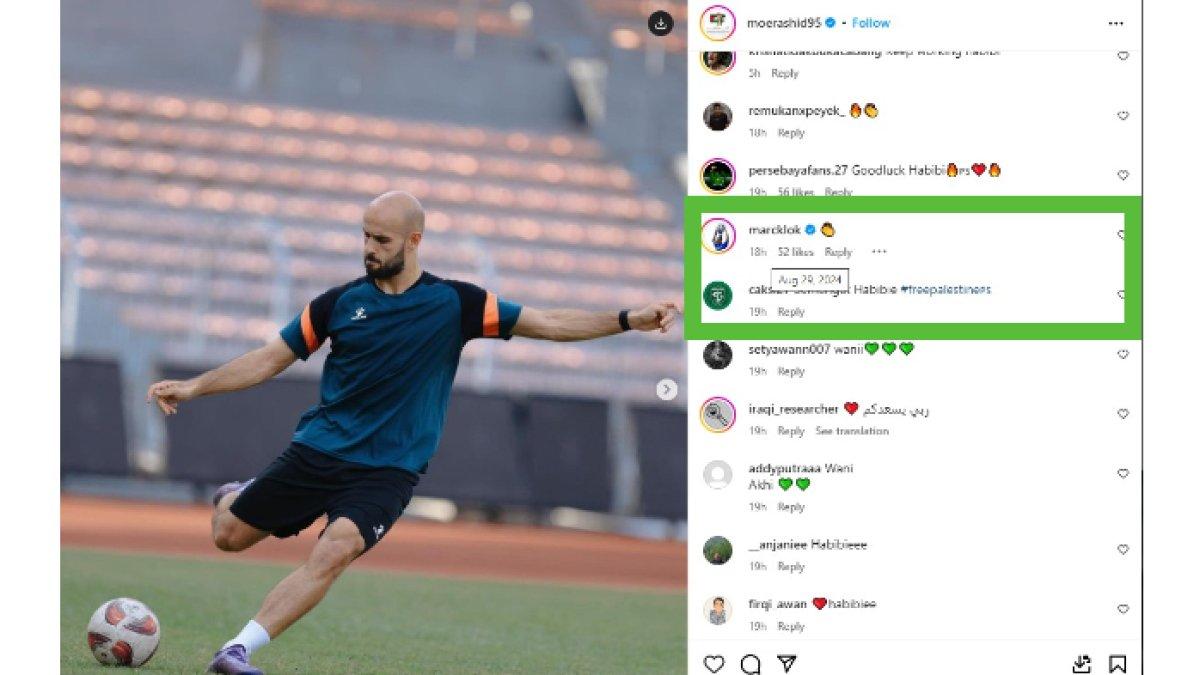 Marc Klok komentari unggahan terkini Mohammed Rashid.