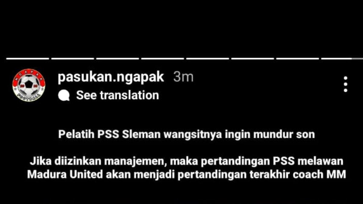 Rumor ingin mundurnya sosok Marian Mihail dari kursi kepelatihan PSS Sleman di pertengahan Liga 1 2023 ini.
