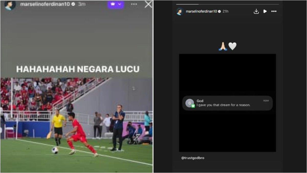 Unggahan InstaStory Marselino Ferdinan seusai menuai banyak kritikan tajam dari suporter Timnas U-23 Indonesia.