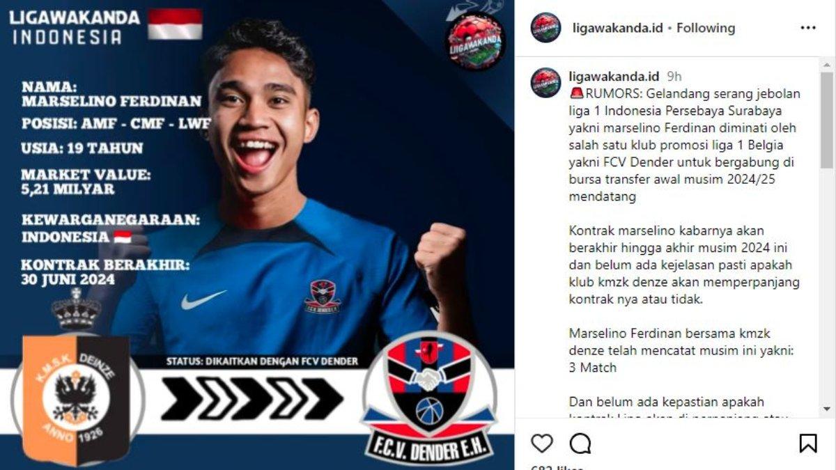 Rumor gelandang serang Timnas Indonesia U-23, Marselino Ferdinan yang dilirik oleh klub Liga Belgia FCV Dender.
