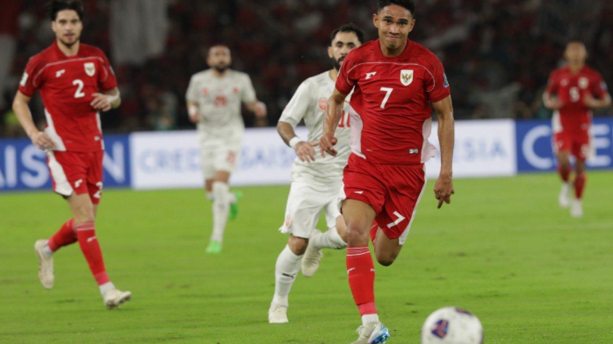AKSI LAGA - Momen Marselino Ferdinan saat memperkuat Timnas Indonesia kontra Bahrain di ronde ketiga Kualifikasi Piala Dunia 2026 Zona Asia, Selasa (25/3).