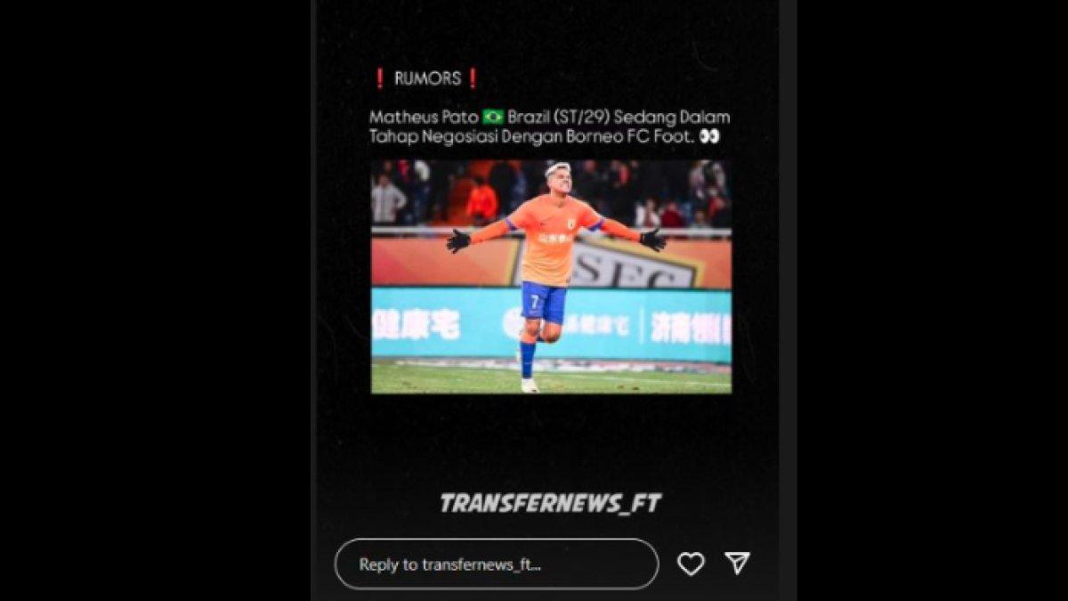 Rumor sosok mantan striker Borneo FC, yakni Matheus Pato yang santer kembali ke Pesut Etam di paruh kedua Liga 1 2024.