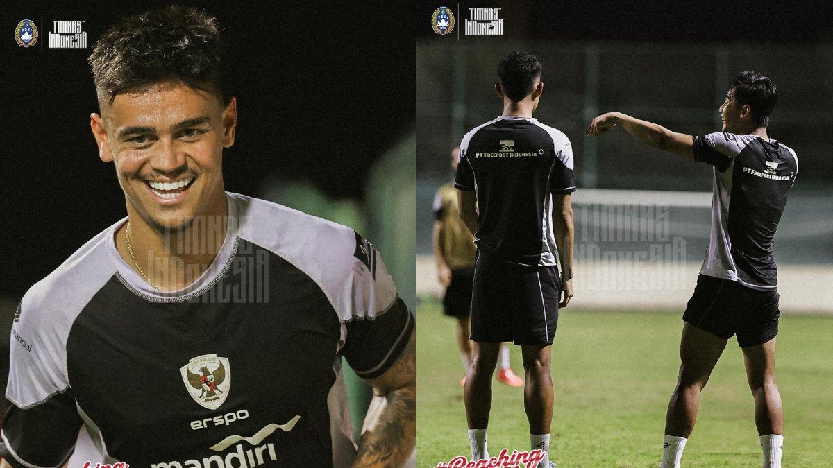 Potret cuplikan sesi latihan Timnas Indonesia jelang melawan Bahrain, Rabu (9/10).