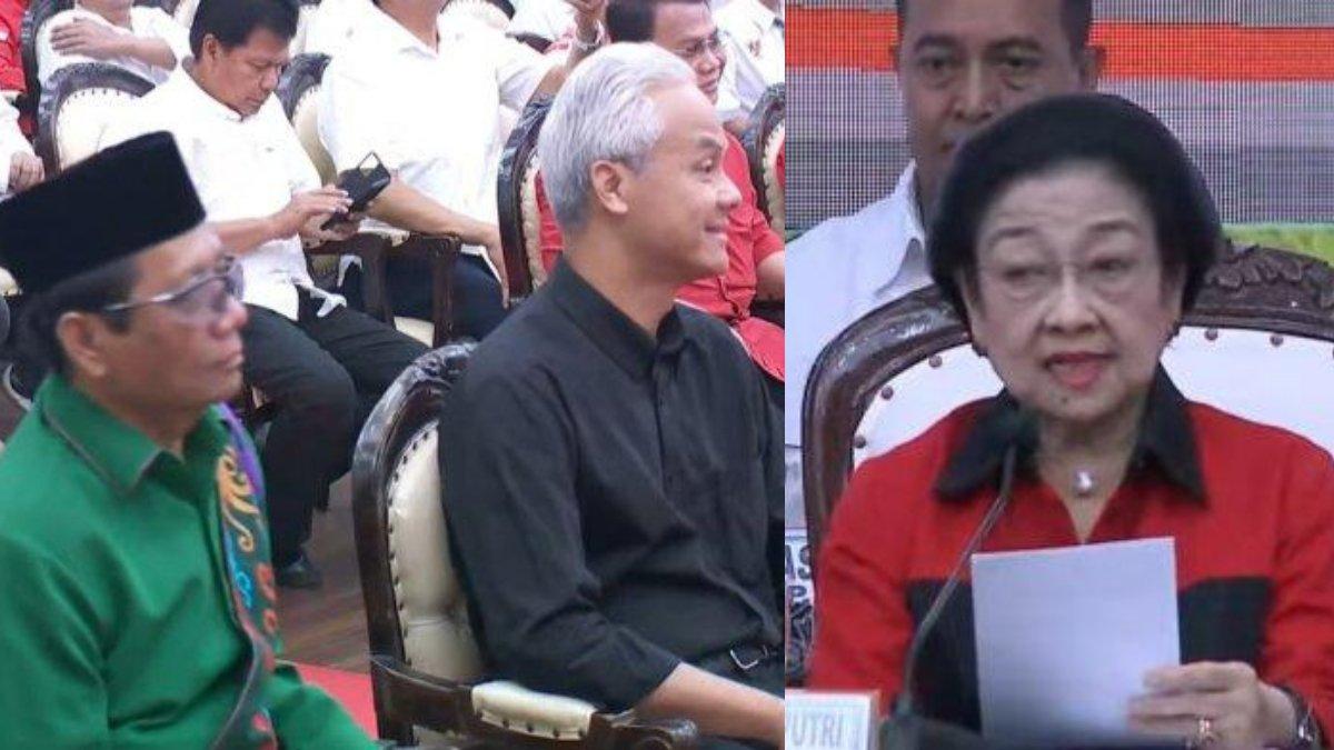 Megawati umumkan Menko Polhukam diumumkan menjadi Cawapres Ganjar Pranowo, Rabu (18/10/2023).