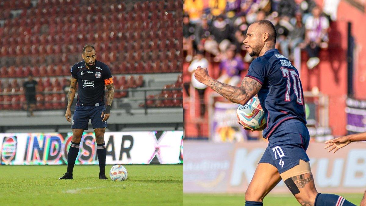 Potret mesin gol Arema FC di Liga 1 2023, yakni Gustavo Almeida yang merupakan bomber asal Brasil.