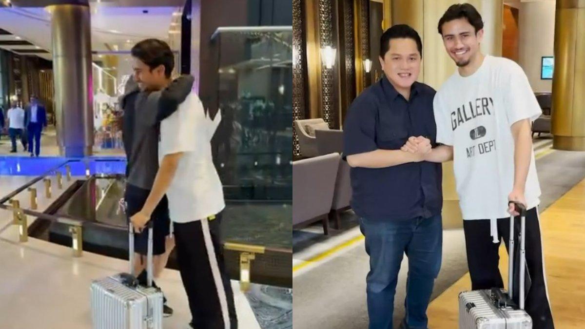 Momen kedatangan pemain andalan Timnas U-23 Indonesia, Nathan Tjoe A On di Qatar, sang pemain langsung disambut pelatih Garuda Muda Shin Tae-yong dan Ketum PSSI Erick Thohir.