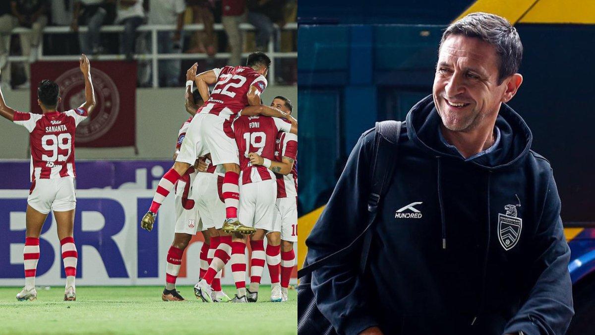 Skuad Persis Solo (kiri) dan Nenad Bacina (kanan).