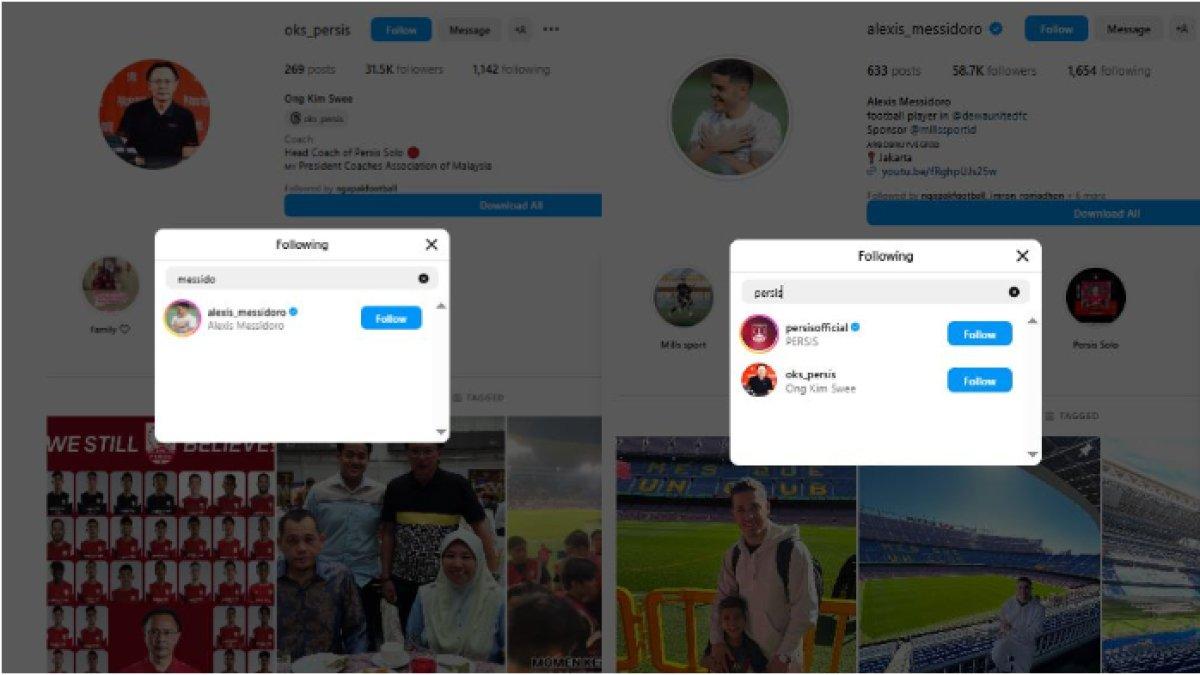 Capture Ong Kim Swee follow Alexis Messidoro (kiri) dan Alexis Messidoro follow Ong Kim Swee (kanan).