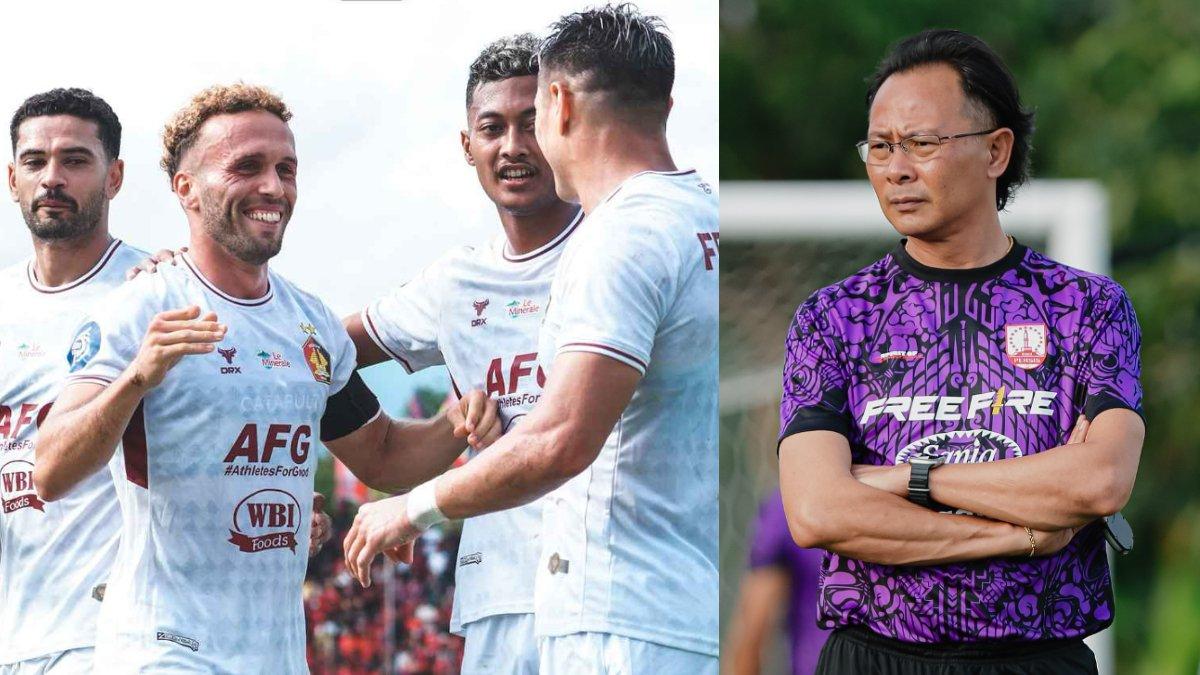 BURSA TRANSFER PERSIS SOLO - Para pemain Persik Kediri di Liga 1 2024/2025 (kiri) dan Ong Kim Swee kala memimpin sesi latihan Persis Solo (kanan). Ong Kim Swee terindikasi segera out dari Persis Solo dan dilaunching Persik Kediri.