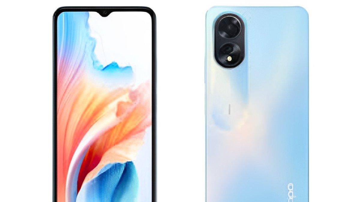 Gambaran desain bodi depan dan belakang Oppo A18.