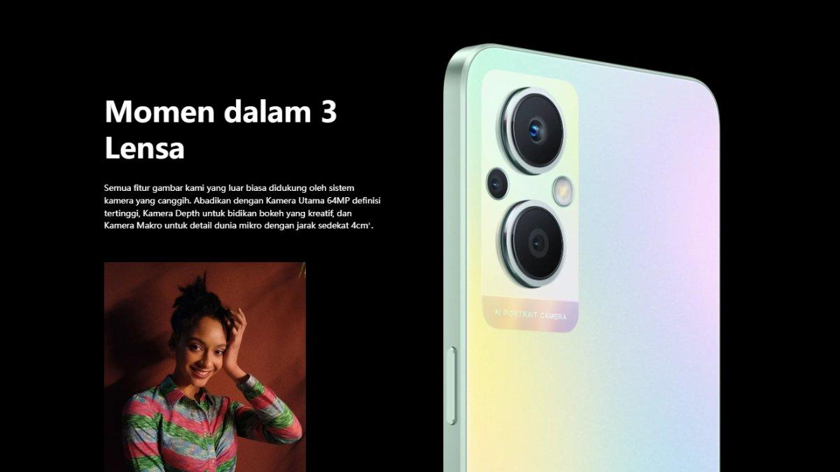 Gambar Oppo Reno7 Z5G yang memiliki 3 kamera unggul dibelakang.