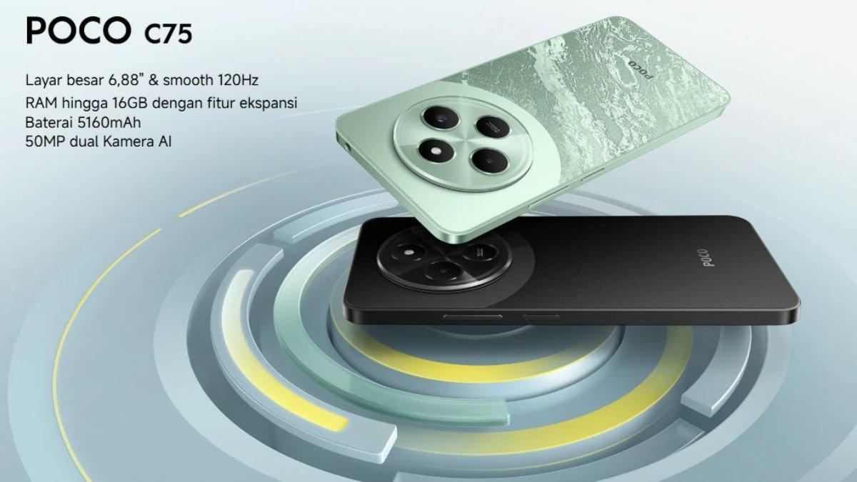 Tampilan POCO C75: Black dan Green.