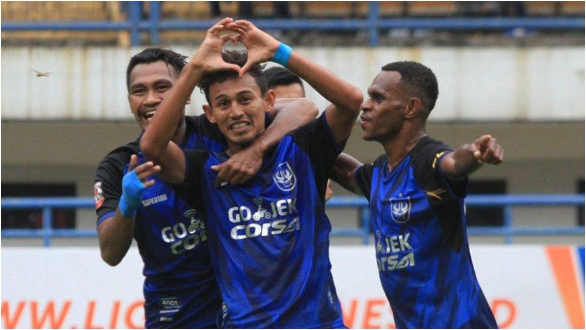Selebrasi gol Hari Nur Yulianto saat PSIS Semarang masih berlaga di Liga 2 2017.